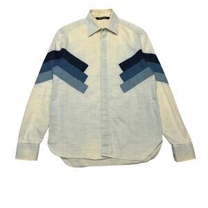Neil Barrett Pale Indigo Panelled Shirt 37/14.5 Loose Fit Button Up Quiet Luxury